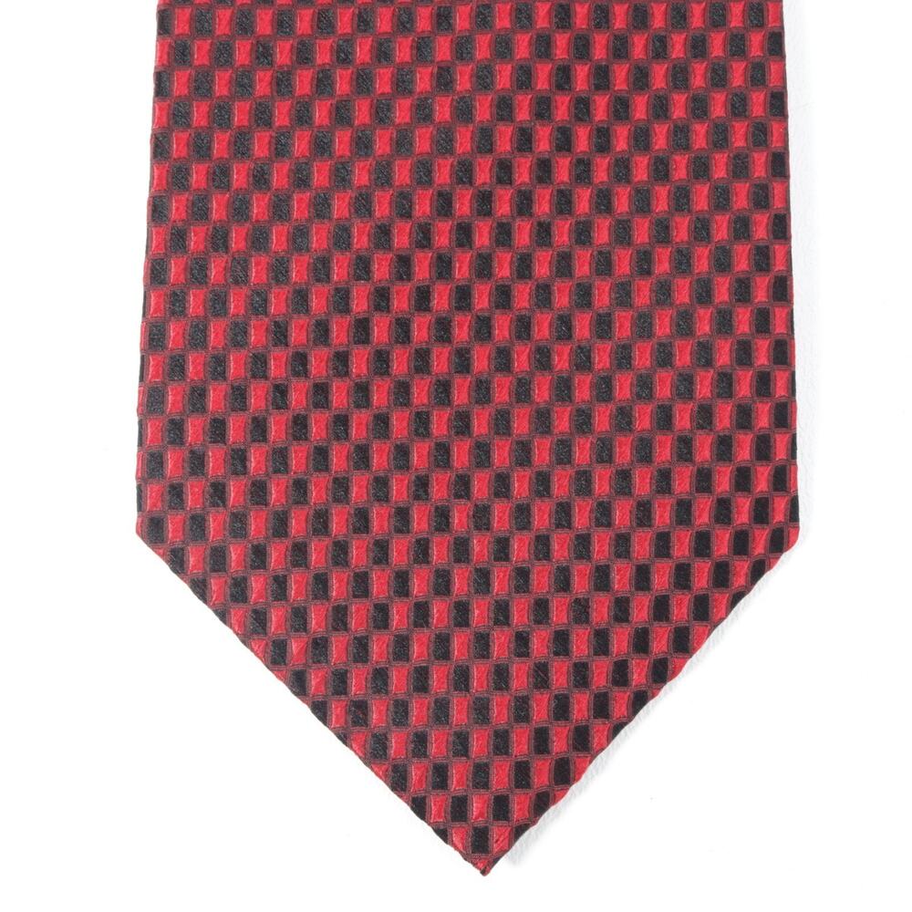 Alexander Julian Tie Mens 58 in Silk Red Black Micro Check American Modern Wide